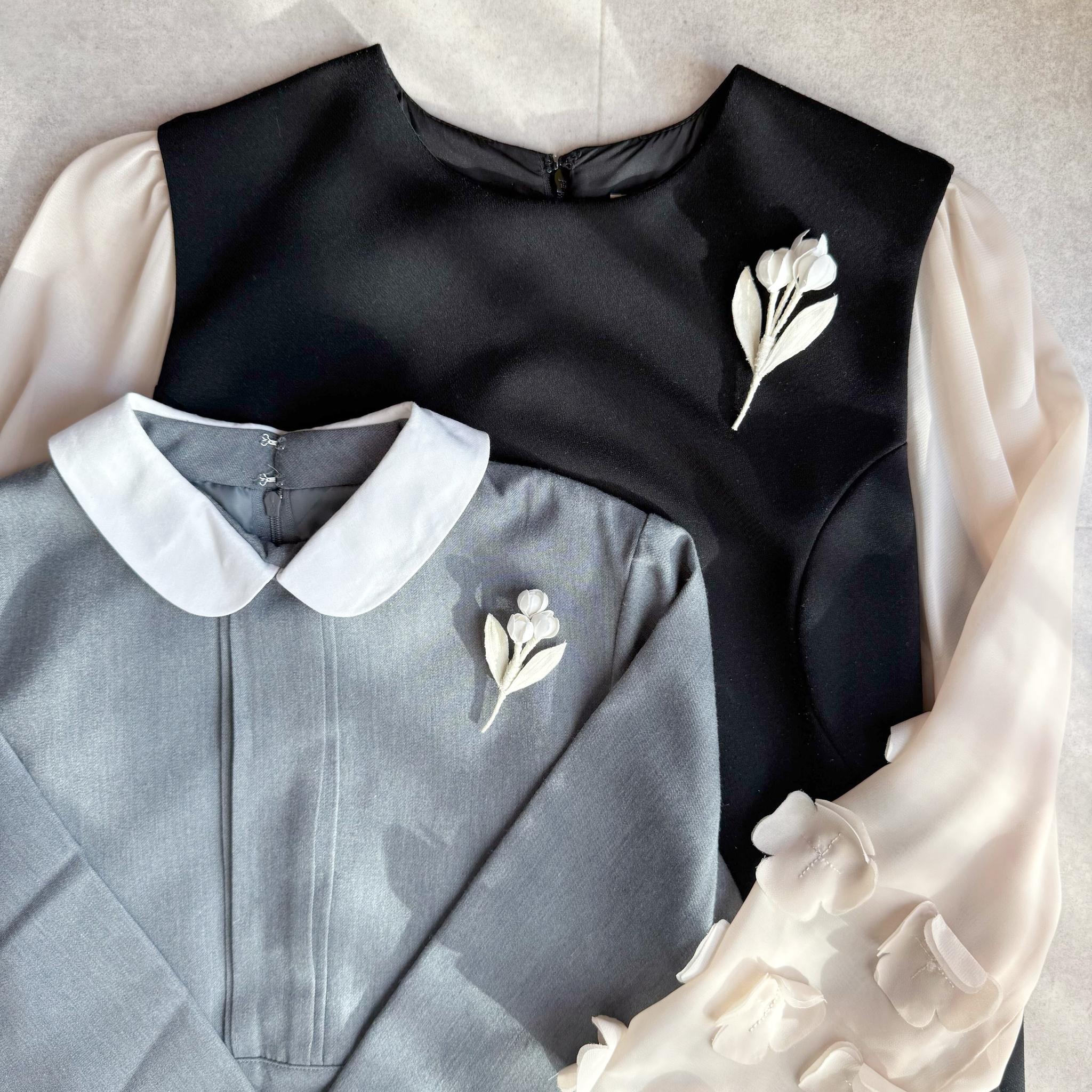 親子でお揃い チューリップの花束｜布花ブローチ　卒園・卒業／入園・入学式に　小ぶりでナチュラルなコサージュ　シン1枚目の画像