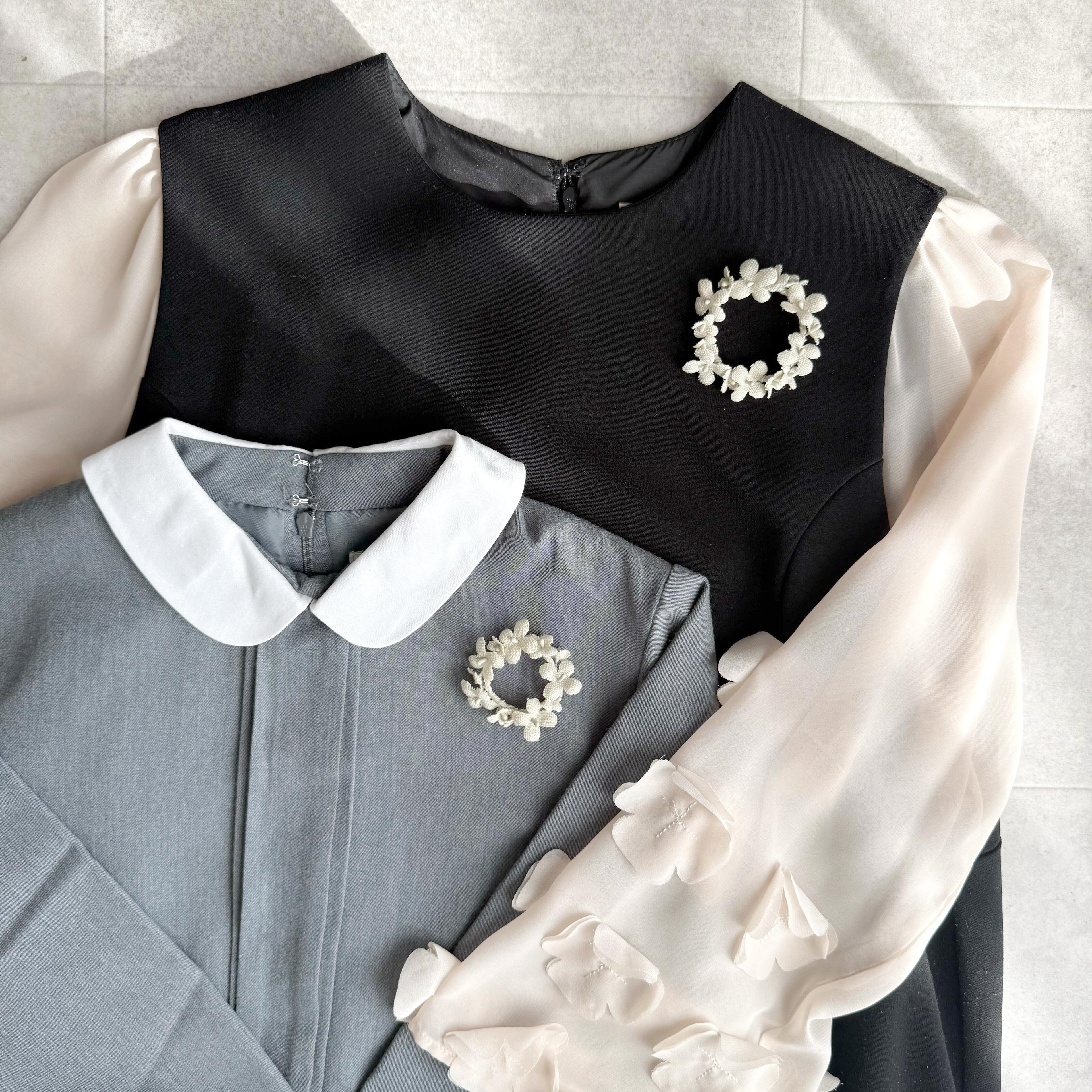 親子でお揃い　アジサイキナリリース｜布花ブローチ　卒園・卒業／入園・入学式に　小ぶりでナチュラルなコサージュ1枚目の画像